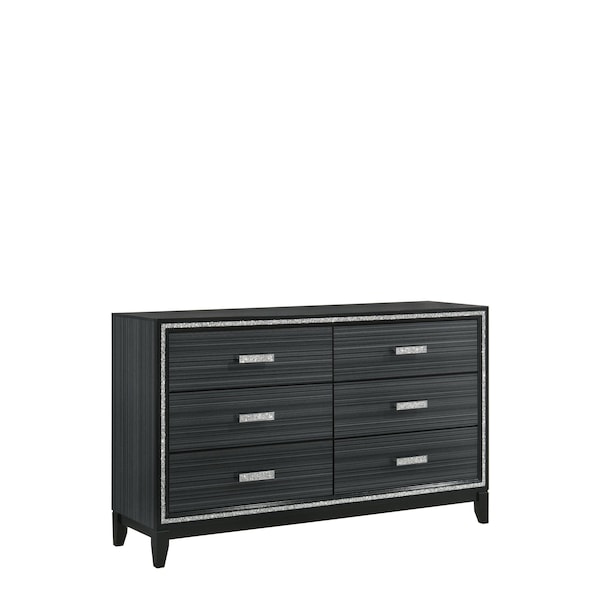 Homeroots 63" Black Solid and Manufactured Wood Six Drawer Double Dresser 490484 - main