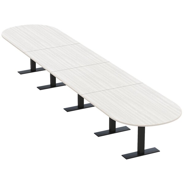 Skutchi Designs 18ft Conference Table With Power Unit | 18 Person Modular Racetrack Meeting Table | Harmony Series HAR-RAC-48X216-T.BK-WA7976-NA - main
