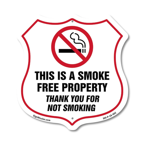 Signmission No Smoking Shield Sign This Is A Smoke F, 18 Inch X 18 Inch, Plastic Sign SHI-P-18-402 - main