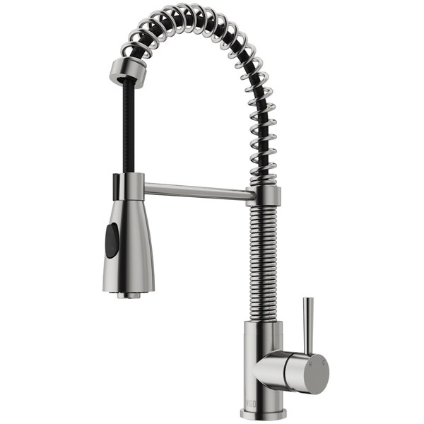 Vigo Brant Single Handle Pull-Down Sprayer Kitchen Faucet in Stainless Steel VG02003ST - main