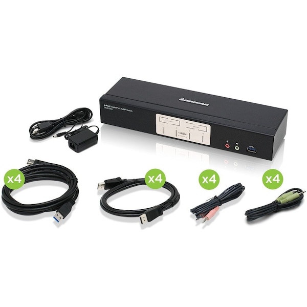 Iogear 4-Port DisplayPort1.2 KVMP w/USB3.1 Hub TAA Compliant GCS1934 - main