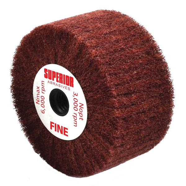 Superior Abrasives SATIN UNMOUNTED FLAP BRUSH ANGLE GRINDER HEAVY DUTY AO 4 X 2 X 5/8-11 FEMALE THREAD FINE A010142 - main
