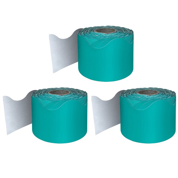 Carson Dellosa Teal Rolled Scalloped Border, 65 Feet Per Roll, 3PK 108471 - main