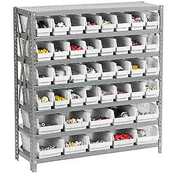 Global Industrial Steel Shelving - Total 42 4"H Plastic Shelf Bins Ivory - 36x18x39-7 Shelves 603437WH - main