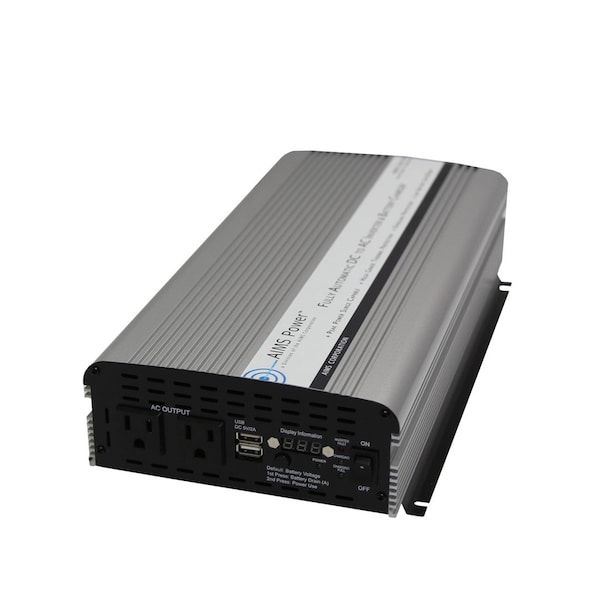 Aims Power Power Inverter and Battery Charger, Modified Sine, 3,000 W Peak, 1,500 W Continuous, 2 Outlets PWRIC1500W - main