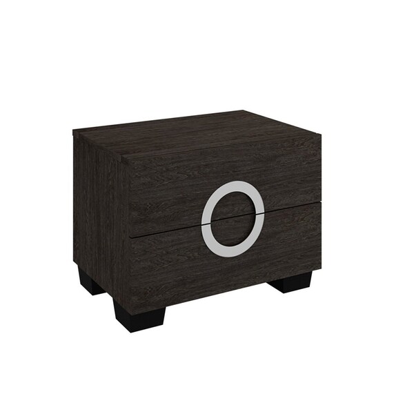Homeroots 18" Dark Brown Two Drawers Manufactured Wood Mirrored Nightstand 329647 - main