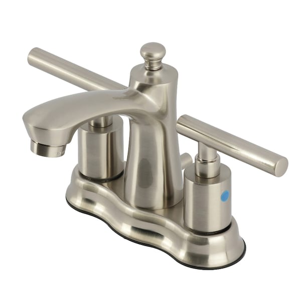 Kingston Brass Double-Handle 4" Centerset Bathroom Faucet with Pop-Up Drain, Brushed Nickel FB7618CML - main