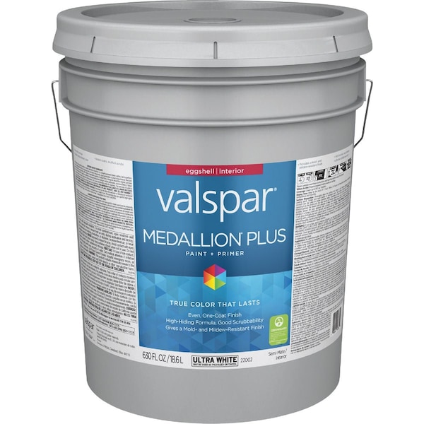 Valspar Medallion Plus Premium Paint & Primer Eggshell Interior Paint Ultra Wht 5 Gal. 028.0022002.008 - main