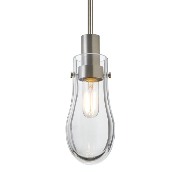 Besa Lighting Wish Cord Pendant, Clear, Satin Nickel Finish, 1x40W Incandescent 1JT-WISHCL-SN - main