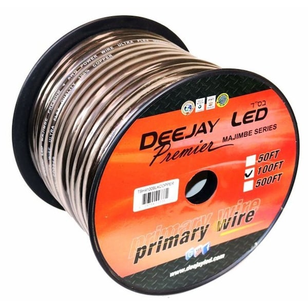 Deejay Led 4-Gauge 100 Foot Black Pure Copper Stranded Power Cable TBH4100BLKCOPPER - main