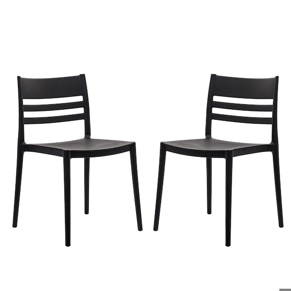 Flash Furniture Bridgeport Indoor-Outdoor Stacking Patio Chairs w/Slatted Backrest, All-Weather Resin Chairs, 2PK 2-DHF-317-APP-BLK-GG - main