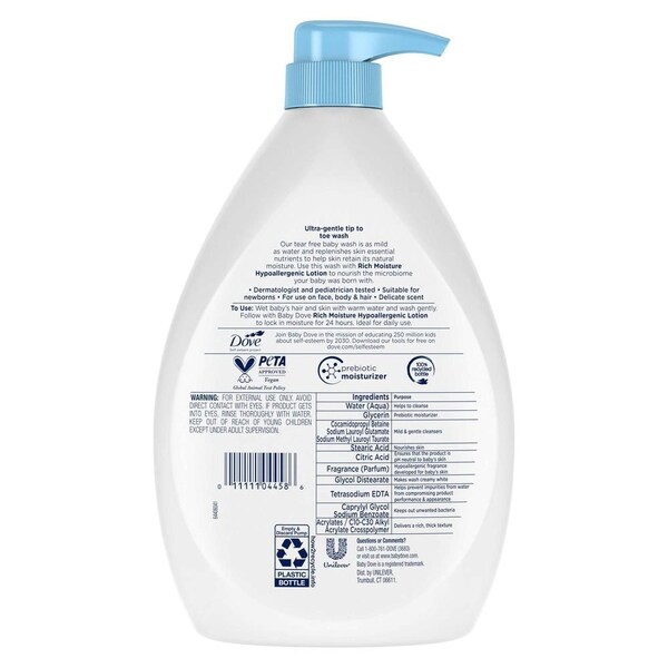 Baby Dove Sensitive Skin Care Tip To Toe Rich Moisture Baby Wash, 34 Ounce, 3PK 69659083 - main