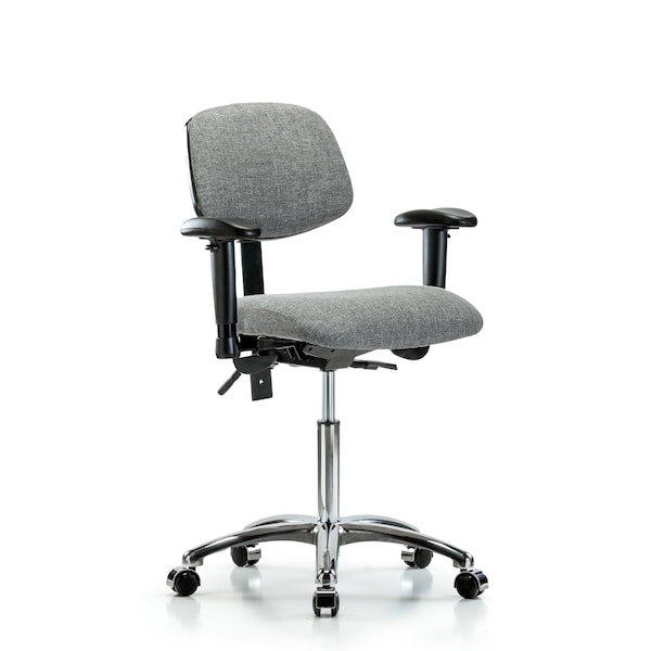 Blue Ridge Ergonomics Chair, Fab, Med Bench, Chr Tilt AA Cast Gry, 6-Way Adjustable, 22" to 29" Height, Gray BR-FMBCH-CR-T1-A1-NF-CC-F44 - main