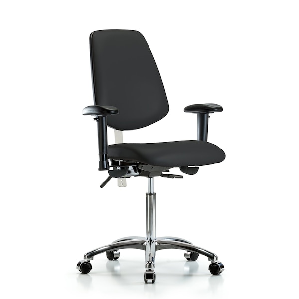 Blue Ridge Ergonomics Clean Room Chair Vin Med Ben Chair, Med, Bk, Blk, CL100, Adjustable Arms, 22" to 29" Height, Vinyl BR-NCR-VMBCH-MB-CR-T0-A1-NF-CC-8540 - main