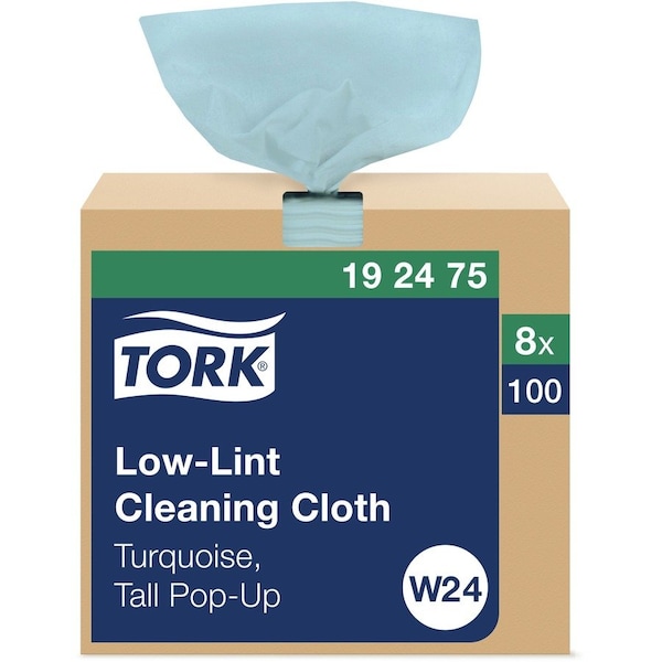Tork Tork Low-Lint Cleaning Cloth Turquoise W24, Top-Pak, 8 x 100 Cloths, 192475, PK800 192475 - main
