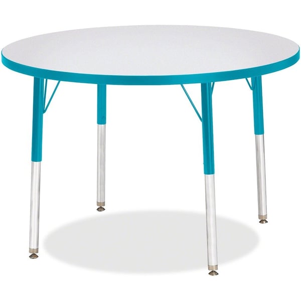 Jonti-Craft Berries Round Activity Table, 36 in. Diameter, A-height, Freckled Gray/Teal/Gray 6488JCA005 - main