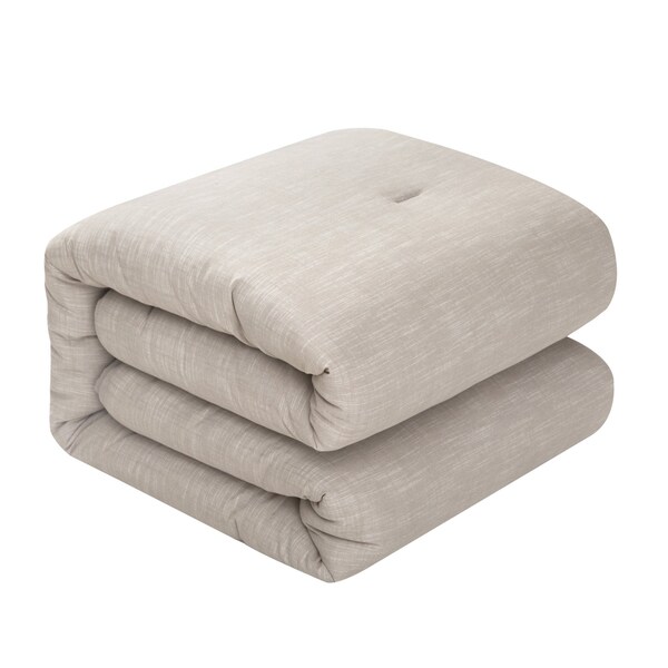 Homeroots Beige Queen 100% Cotton 140 Thread Count Washable Down Comforter Set 528866 - main