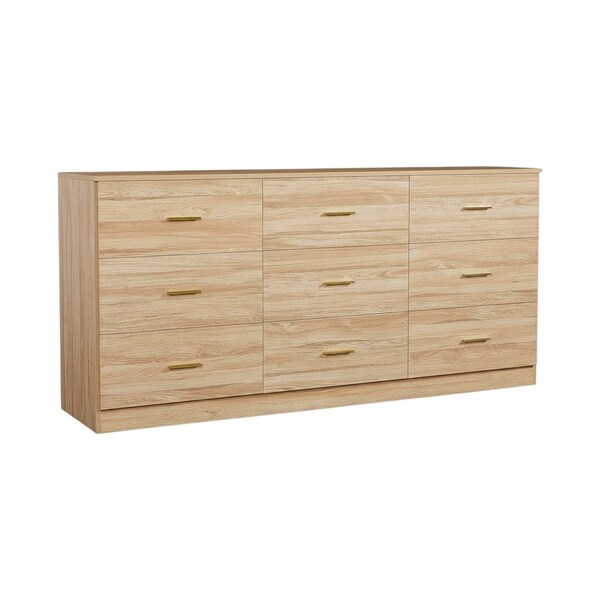 Homeroots 63" Brown Wood Accent Cabinet With Nine Drawers 716334 - main