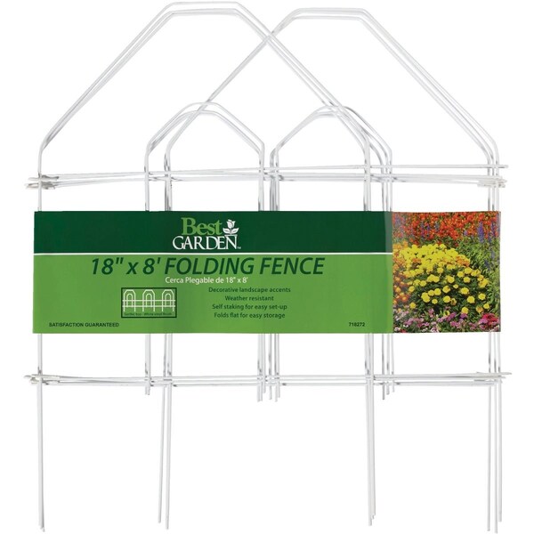 Best Garden 8 Ft. White Galvanized Wire Folding Fence 718272 - main