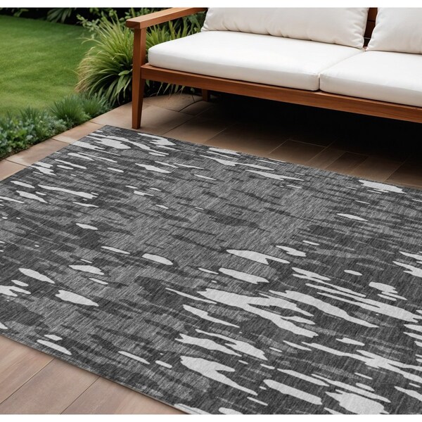 Homeroots 10' X 14' Gray And Ivory Abstract Washable Indoor Outdoor Area Rug 612670 - main