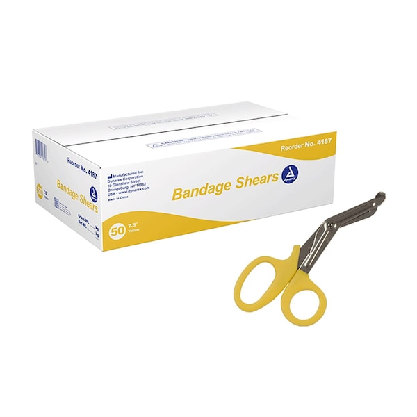 Dynarex Bandage Shears, 7.5", Yellow, 50PK 4187-BX - main