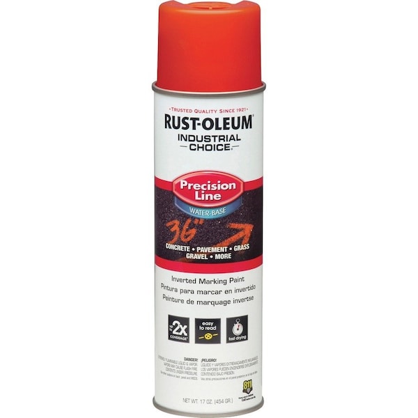 Rust-Oleum Precision Line Marking Paint, 20 oz, Alert Orange, Water -Based 203035 - main