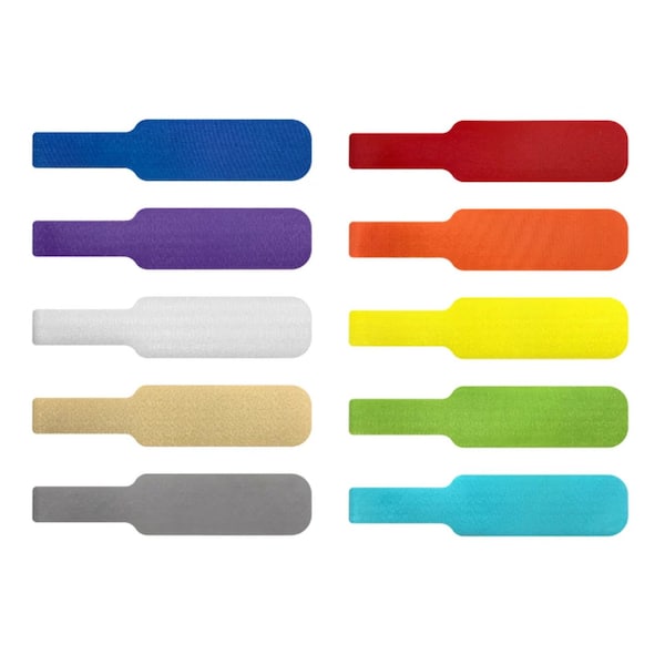 Grizzly Supply Large Cable Label, 3.25 in L, 0.75 in W, Hook and Loop Closure, Assorted Colors, 8PK GS-HLCL-Large - main