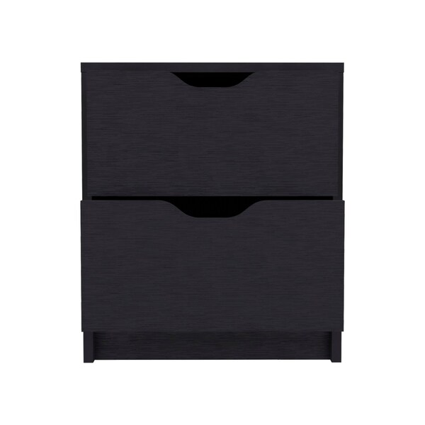 Homeroots 19" Black Wood Two Drawer Nightstand 543691 - main