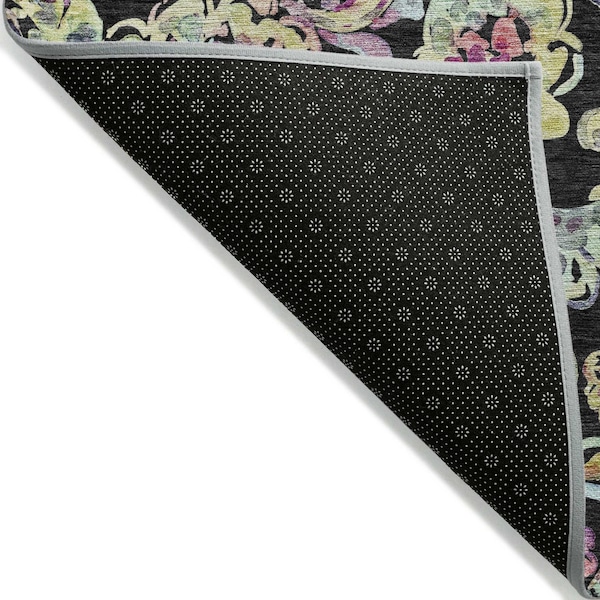 Homeroots 5' X 8' Black And Artichoke Green Paisley Washable Indoor Outdoor Area Rug 588595 - main