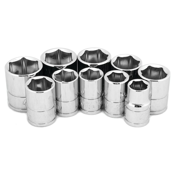 Performance Tool 10 pc. Socket Set, Metric, 3/8 in. Dr., Storage Rail W38202 - main
