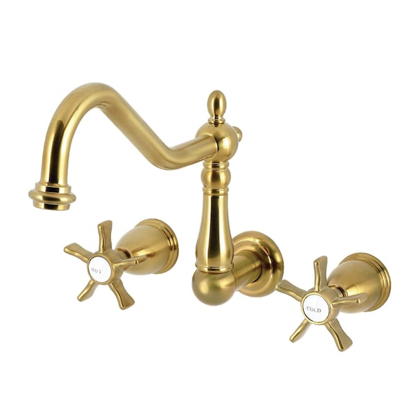 Kingston Brass Two-Handle Wall Mount Tub Faucet, Brushed Brass KS1027NX - main