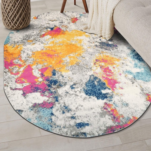 World Rug Gallery Sky Collection Modern Abstract Area Rug 5 ft x 7 ft Oval Multi 232MULTI5OV - main