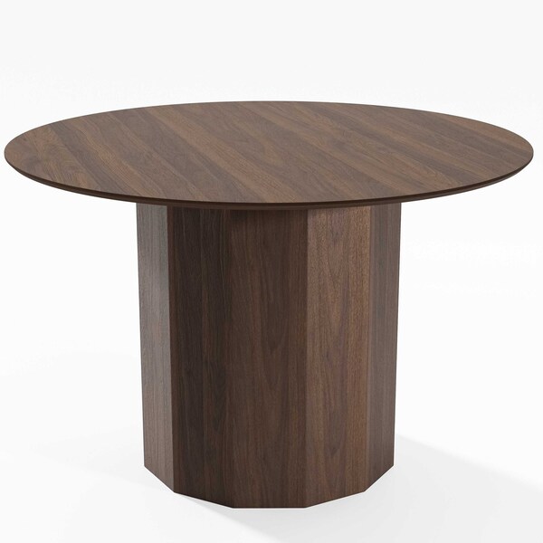 Homeroots 46" Brown Wood Pedestal Base Round Top Dining Table 720950 - main