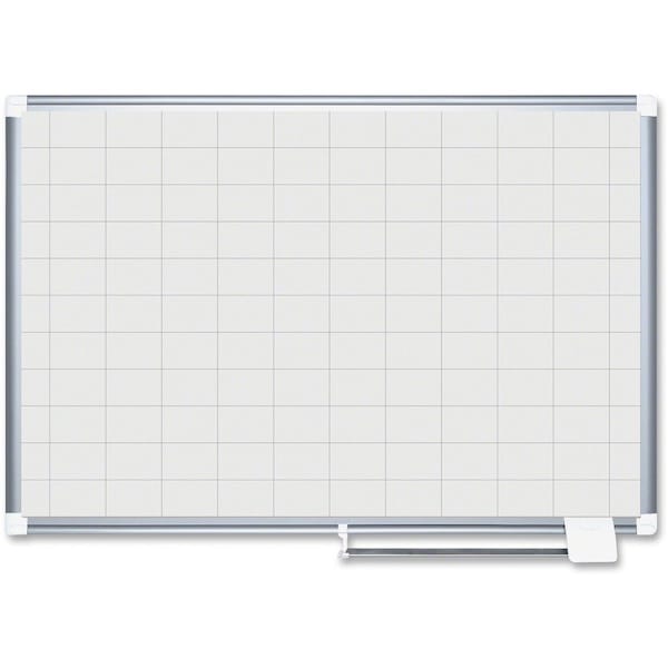 Mastervision Grid Board, Steel, 24 in, 36 in, Aluminum Frame, White, Gloss MA0593830 - main