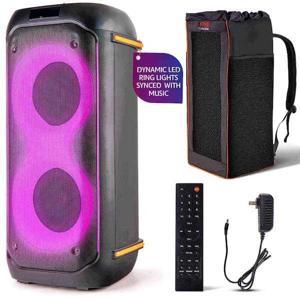 Pyle Compact Bluetooth PA Party Speaker System, 160W Dual 6.5 in Karaoke Machine with Mic, Rechargeable PPHP26BLBG - main