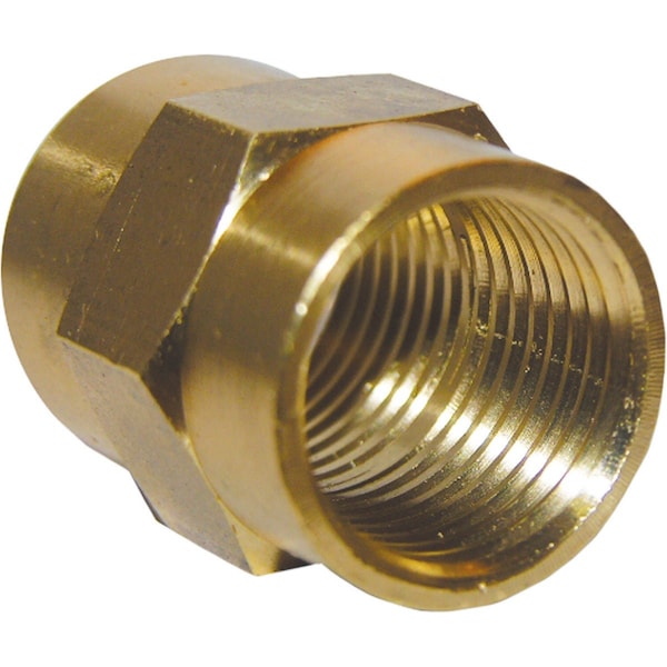 Westlake Pipe & Fittings 3/8'' FPTx3/8'' FPT Yellow Brass Coupling 17-9225 - main