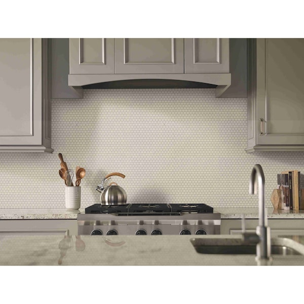 Msi Almond Glossy SAMPLE Porcelain Penny Round Mosaic ZOR-MD-0403-SAM - main