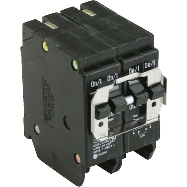 Eaton BQ 20A/30A Quad-Pole Independent Trip Quadplex Circuit Breaker BQ220230 - main