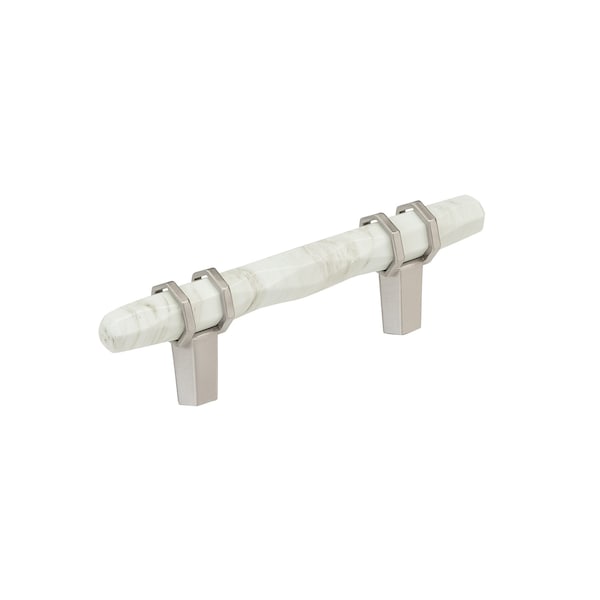 Amerock Carrione 3 inch 76mm Center-to-Center Marble White/Satin Nickel Cabinet Pull BP36639MWG10 - main