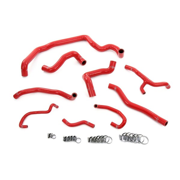 Hps Performance Reinforced Silicone Radiator, Heater, Water Pump, and Expansion Tank Coolant Hose Kit, Red, 57-1997-RED - main