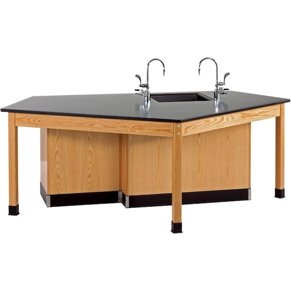 Diversified Spaces Workstation, Oak, Wood Frame, 96 in W, Red 2946K - main