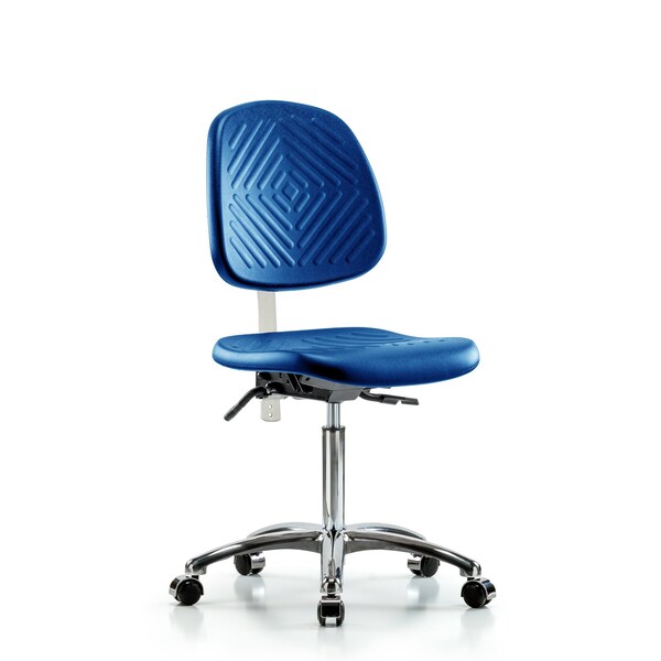 Blue Ridge Ergonomics Poly Clean Room Chair, Med Bench, Med Back, Tilt, Casters, Blue BR-NCR-PMBCH-MB-CR-T1-A0-NF-CC-BLU - main