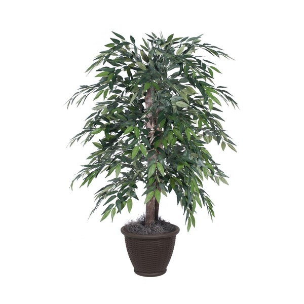 Vickerman 4 ft. Smilax Bush in Plastic Container Decorative Plant, Dark Green TBU1440-RB - main