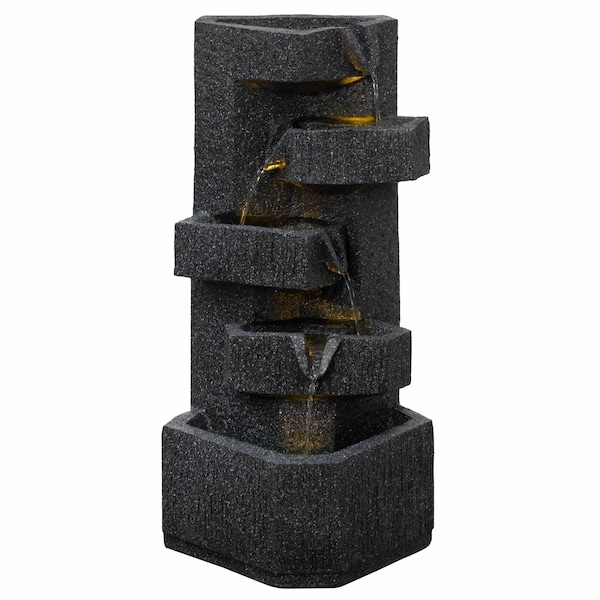 Gardenised Water Fountain with LED Light for Indoor and Outdoor Accent with Soothing Waterfall Sound QI004812 - main