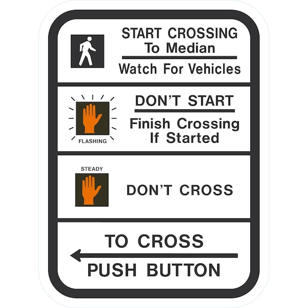 Lyle Start Crossing To Median, (hand symbols) Don't Start, 9x12, High Intensity Prismatic, White G-17541-HI_9x12 - main