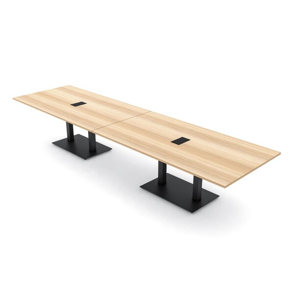 Skutchi Designs Rectangle Conference Table With Power, 48 in W, 168 in L, Brown HAR-REC-48X168-DOU.BK-K525-EBLK - main