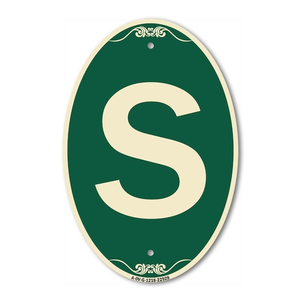 Signmission Letter S, 12 Inch X 18 Inch Architectural Oval, Heavy Gauge Aluminum A-OV-G-1218-22928 - main