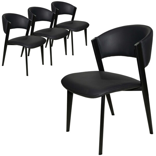 Leisuremod Aspen Collection Modern Dining Chair Black Frame in Black, 4PK ACBL51BL4 - main