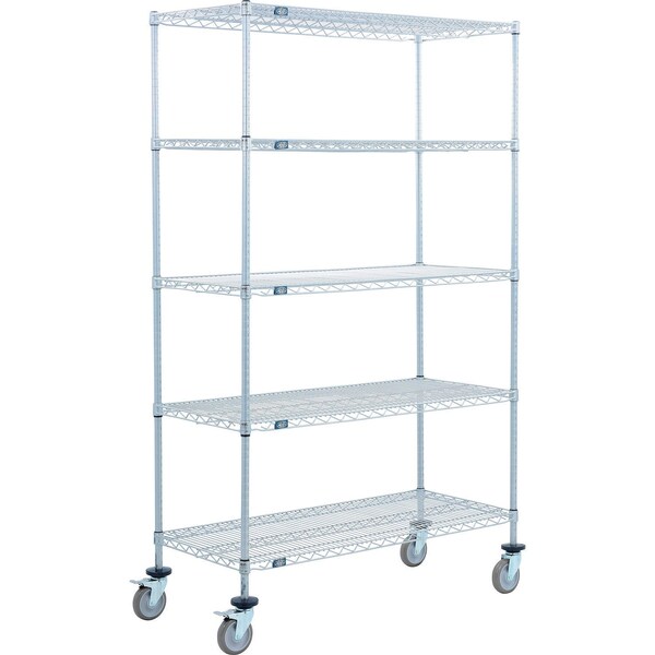 Global Industrial Nexel 5 Shelf Truck, Nexelate, 72"W x 14"D x 60"H, Polyurethane Swivel Casters, 2 Brakes B3156458 - main