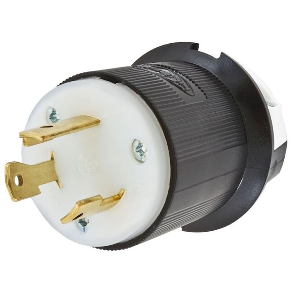 Hubbell Wiring Twist-Lock 30A 250V 2-Pole 3-Wire L6-30P Male Plug, Black/White HBL2621 - main
